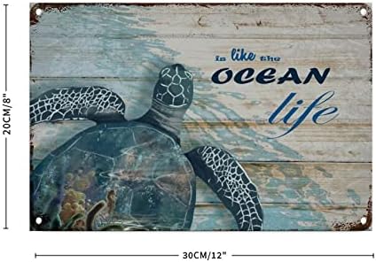 אוקיאנוס חוף אוקיינוס ​​צבעי מים צב צב קיר מתכת קיר שלט חוף חוף תמנון תמנון רטרו אלומיניום שלטי מתכת ברוך