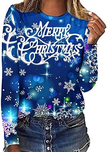 ג'וניורס שרוול ארוך חולצה שיפוע הדפסת שלג נינוחה בכושר חולצה חופשה חופשה חולצה מזדמנת 6 גרם