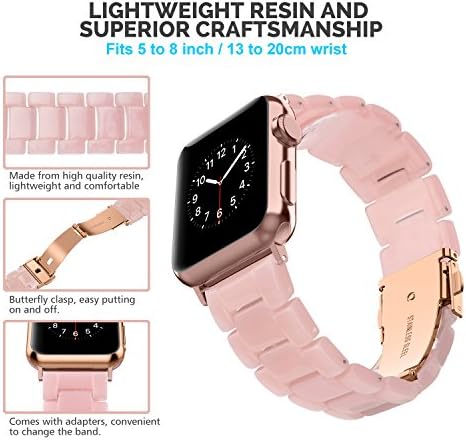 Wearlizer תואם לפס שעון Apple 38 ממ 40 ממ 41 ממ נשים לנשים IWatch SE קל משקל ורוד שרף שורש כף יד יופי החלפת רצועת צמיד לבוש