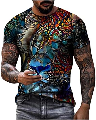 חולצה תלת מימדית לגברים חולצות גרפיות וינטג 'חולצות שרוול קצר מזדמן חולצות צוואר צוואר צוואר