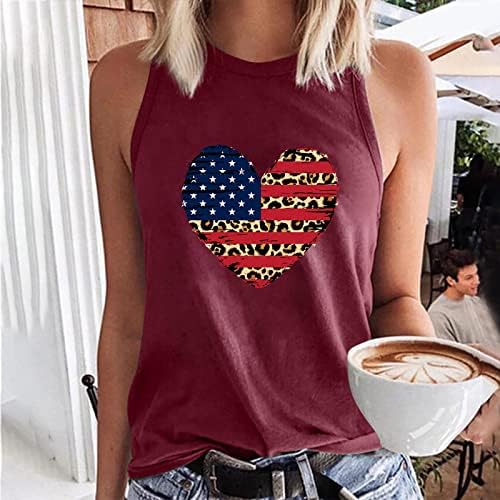 נשים 4 ביולי חולצות פטריוטיות אמריקאיות דגל אמריקה גופיות טנקים בקיץ חולצת טריקו ללא שרוולים ארהב כוכבי דגל כוכבי
