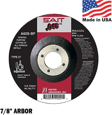 SAIT שוחק גלגלים חתוכים A60S סוג 27 גלגל חיתוך מטחנות 6 אינץ 'x 7/8 אינץ' כמות 5