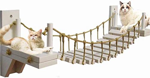 Mocohana® גשר חתול רכוב על קיר עץ עם 2 סוגריים קבועים חתול מוטת מוד טרם חתול ערסל חתול דירה קיטי פעילות ריהוט