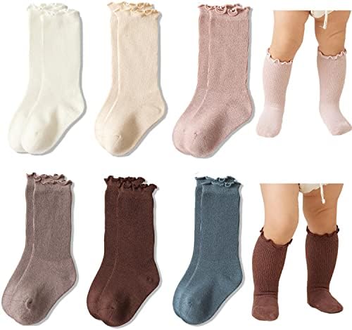 גרבי תינוקות של אקסגאווה גרבי כותנה פעוטות כותנה גרביים גבוהות בברך ילדים נעימים בצבע מוצק חמים גרביים ארוכים