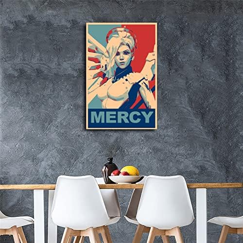 ZnO Overwatch Mercy Poster ציור דקורטיבי קיר קיר קיר אמנות פוסטרים ציור חדר שינה 12x18 אינץ '