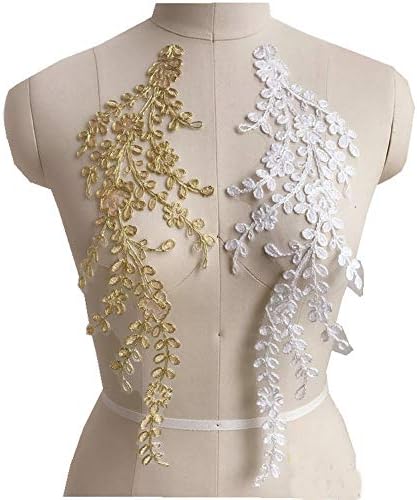 1 זוגות עלה זהב תחרה תחרה אפליקציית שמלת כלה חומר DIY תפור על טלאים רקומים אביזרים קישוט בגדים