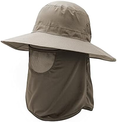 כובע דיג טקטי לציפורים לגברים, חיצוני UV הגנה על שמש כובע שוליים רחבים עם כיסוי פנים וצוואר