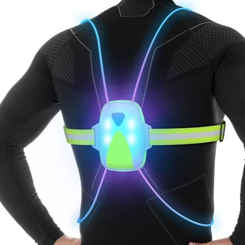Ni-shen LED אפוד ריצה רפלקטיבי עם אור קדמי, אורות ריצה לרצים, אפוד בטיחות לגברים/נשים בריצה, רכיבה על אופניים או הליכה,