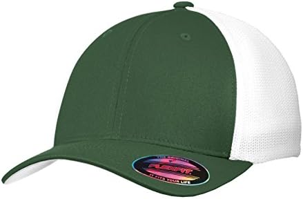 כובע גב רשת פלקספיט של רשות הנמל. ג812 יער ירוק / לבן