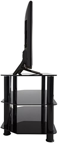 AVF SDC800CMBB-A דוכן טלוויזיה לטלוויזיות של 10 אינץ 'עד 42 אינץ', זכוכית שחורה, רגליים שחורות