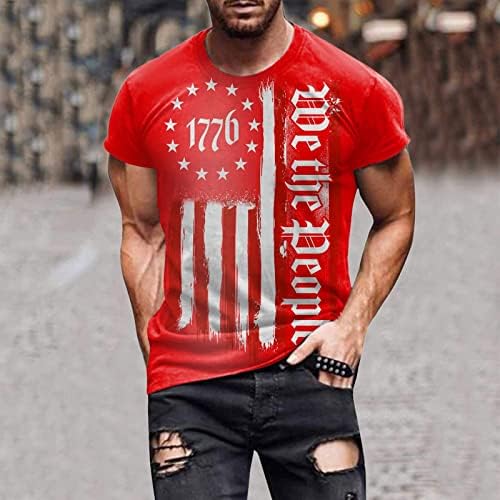 חולצות פטריוטיות לגברים, אמריקה דגלו חולצות שרירים לגברים חולצת T פטריוטית שרוול קצר 4 ביולי חולצות גרפיות