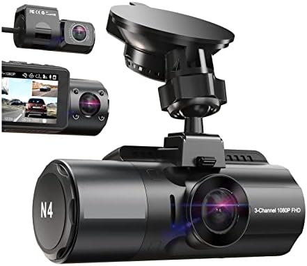 תואם למצלמת מכוניות N4 Dash Cam 4K מכוניות 3-in-1 מכוניות DVR DASH מצלמת מצלמת תצוגה אחורית עם פונקציית