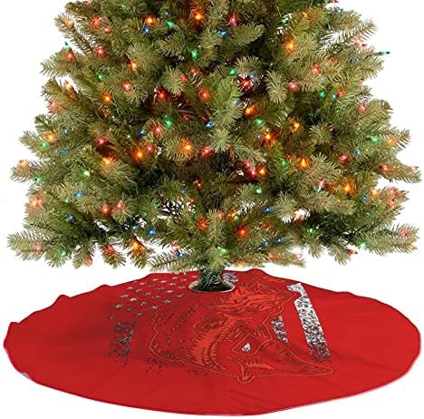 פיתוי דיג בס ודגל אמריקאי חצאית עץ חג המולד וינטג 'קישוטי חג המולד קישוטים לחג המסיבה לשנה החדשה