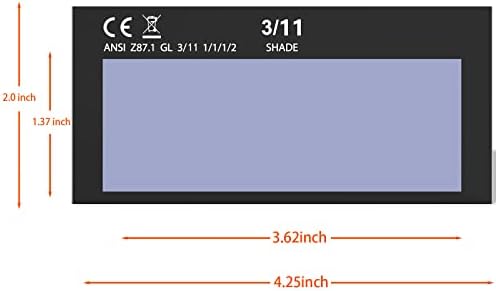 עדשת ריתוך חשיכה אוטומטית סולארית, צל משתנה 3/11, עם טכנולוגיית צבע אמיתית, 4.25x2, שני חיישני קשת, מסנן כהה אוטומטי לקסדת