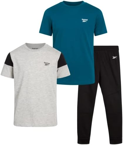 סט ריצה של ריבוק בנים - חולצת טריקו עם שרוול קצר 3 חלקים וריצוף פליס
