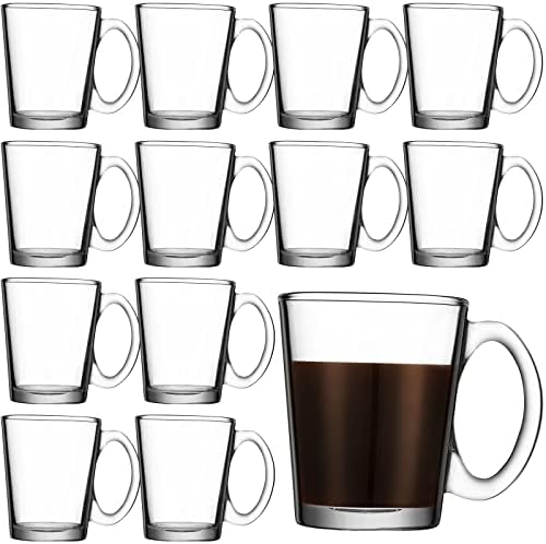 12 יחידות 10 עוז זכוכית קפה ספלי סט ברור קפה כוסות עם ידית שקוף אספרסו ספלי שטוח תחתון זכוכית תה כוסות קפוצ ' ינו כוס