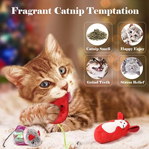 סט גרב חג המולד של לבונדר צעצועי חתול, סט 10 חלקים צעצועים אינטראקטיביים לחיות מחמד של חתול-שרביט טיזר חתול,