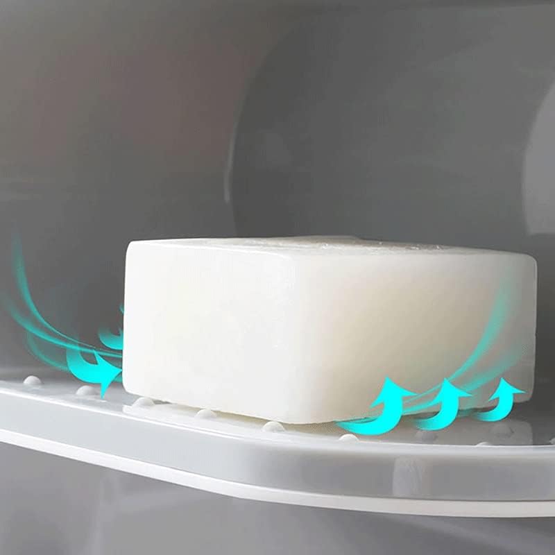 צלחת סבון סבון סבון של ZCMEB למחזיק סבון רב-פונקציונלי עם חדר אמבטיה עם ווים מארגן נטול אגרוף קופסת אחסון אביזרים