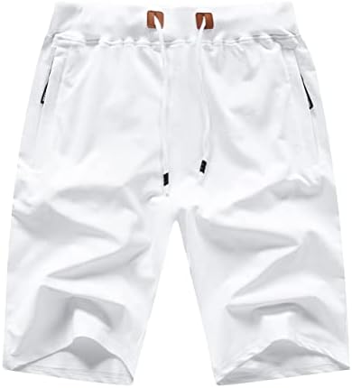 מכנסיים קצרים גברים מזדמנים קלאסיים מתאימים מכנסי חוף קיץ עם כיסי מותניים אלסטיים וכיסי רוכסן
