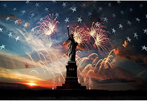 אמריקאי 4 ביולי רקע 10 על 8 רגל אמריקאי דגלי זיקוקין רקע למסיבה קישוט עצמאות יום זיקוקין להראות רקע פסל חירות תמונות רקע