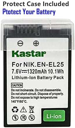 Kastar 3 Pack סוללה ומטען USB כפול LCD תואם ל- Nikon EN-EL25 ENEL25 EN-EL25A 4241 סוללה, מטען Nikon MH-32 ו- Nikon Z