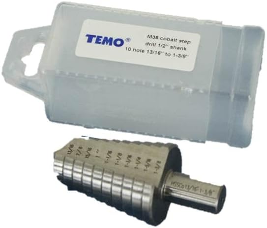 TEMO M35 קובלט תרגיל צעד חילוט כפול, גודל 10 בגודל 13/16 אינץ 'עד 1-3/8 אינץ', 1/2 אינץ 'שוק