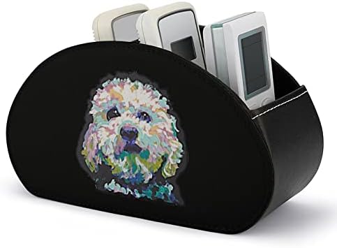 מחזיק שלט רחוק של כלב פודל מלטפו עם 5 תאים עור Pu עור רב-פונקציונלי אחסון קאדי תיבת מארגן שולחן עבודה עבור טלוויזיה DVD