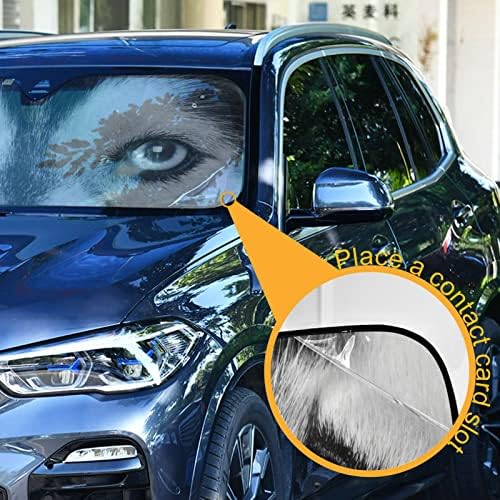 זאב כלב כחול עיניים כחול גוון שמש לשמשה קדמית לרכב רכב שטח רכב רכב קדמי מתקפל חלון קדמי שמש מצחיק מגן מגן חמוד מגן חסימה בלוק