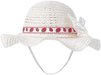 בנות פעוטות כובע קש חמוד כובע תות קשת קשת תחרה רחבה כובע שמש שחייה חוף שחייה