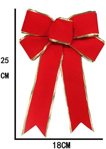 Nuobesty 1pc Bowknot יפה חג המולד אדום אדום 25 סמ עיצוב חג חג המולד עץ חג המולד Ornamnet Sipbbon מסיבת ציוד קשת