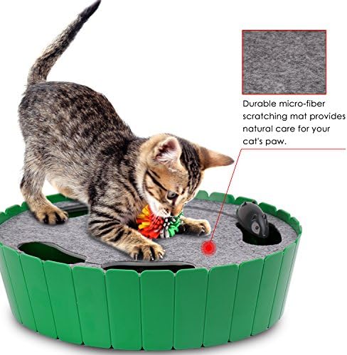 צעצוע חתול של Pawaboo עם עכבר ריצה, צעצוע חתול אינטראקטיבי חשמלי לחתול אוטומטי טיזר סיבוב פופ ומשחק מחבואים