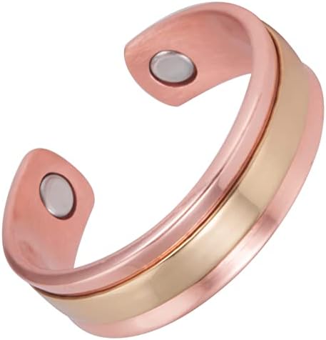 טבעת נחושת Magvivace לנשים לדלקת פרקים ומפרקים, טבעת טיפול מגנטית נחושת טהורה, 3500 מגנט גאוס