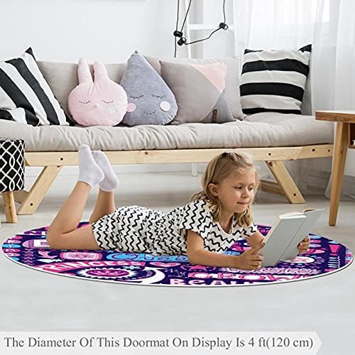 Llnsupply ילדים עגול ילדים שטיח שטיח נסיכה סגול משתלת כרית שטיח