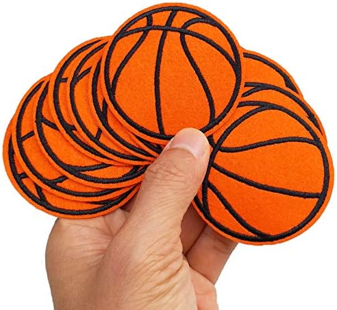 2.4 X2.4 12 יחידות כדורסל ספורט ברזל על תפירה על בד טלאים רקומים אפליקציות רקמה רקמה מחודק פרויקטים של תפירה