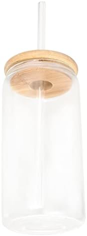 בסטונזון מים בקבוק זכוכית 4 יחידות ספלי כוסות שייק צנצנת צנצנת זכוכית ספל עם עץ מים בקבוק זכוכית
