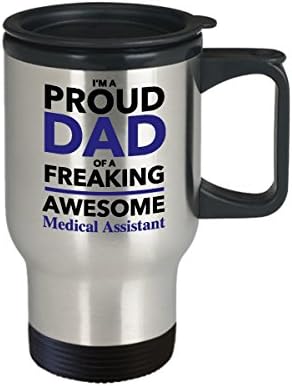 אבא גאה לספל קפה מפואר עוזר רפואי מדהים, מתנה ליום אבות לאבא מבן בת ילדים