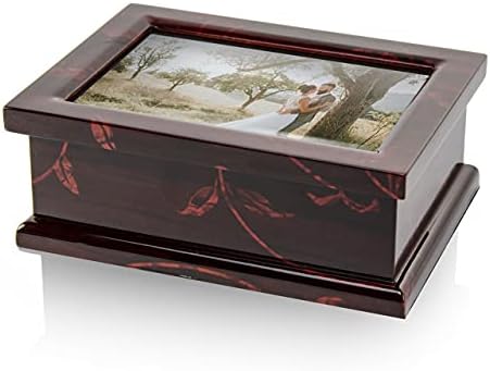 קופסת תכשיטים מוסיקלית מודרנית 4 x 6 עם מוטיבים פרחוניים - שירים רבים לבחירה - דברו עם בעלי החיים