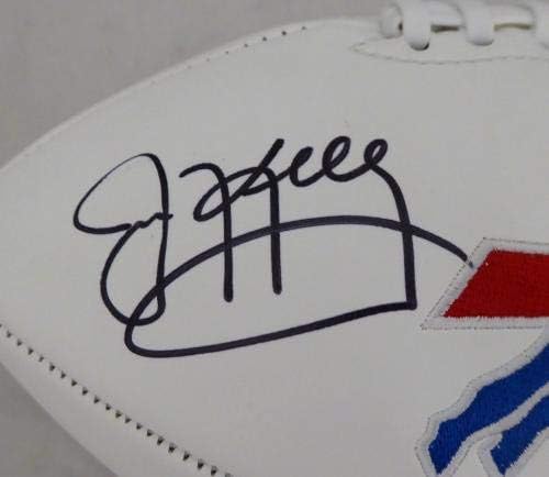 צוות Buffalo Bills Greats חתימה לוגו לבן לבן עם 3 חתימות כולל ג'ים קלי, תורמן תומאס ואנדרה ריד JSA עד מלאי