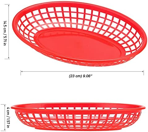 Mouyat 50 חבילה סלי מזון מהיר פלסטיק אדום, 9 x 5.6 x 1.5 אינץ