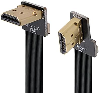 Cablecc cyfpv כפול 90 מעלות זווית HDMI מסוג HDMI זכר לזכר HDTV FPC כבל שטוח עבור FPV HDTV Multicopter צילום אווירי 80 סמ