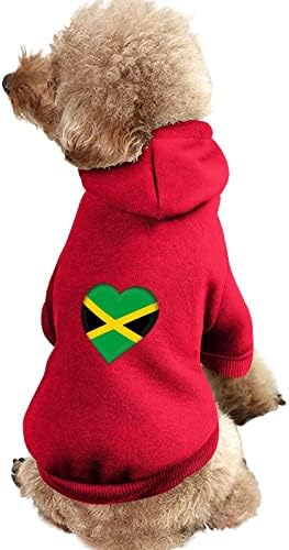 דגל ג'מייקני לבבי לב כלב קפוצ'ונים חיל מחמד חורף סווטשירטים כלבים חמים לכלבים בינוניים קטנים