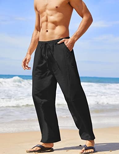 קופנדי גברים של כותנה פשתן הרמון מכנסיים מזדמנים רופף היפי יוגה חוף מכנסיים