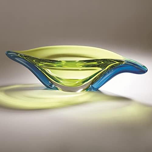 נוף גלובלי Swish Bowl-Aqua/Lime Art זכוכית, ברור