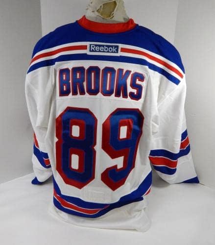 ניו יורק ריינג'רס ברוקס 89 משחק הונחה ווייט משם ג'רזי ריבוק 58 DP40480 - משחק משומש גופיות NHL
