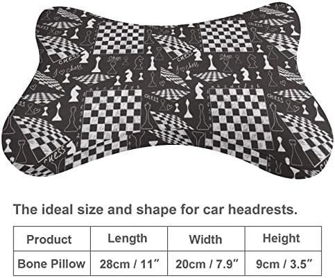לוחות שחמט ודמויות כרית צוואר רכב של 2 כריות כריות ראש רכב בצורת עצם כרית לרכב נסיעות דקורטיביות ביתיות