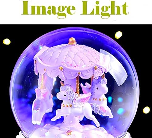גובולה קרוסלה סוס שלג קופסת מוסיקה, צבע מחליף קופסה מוזיקלית LED אור לבנות נשים אמא בת