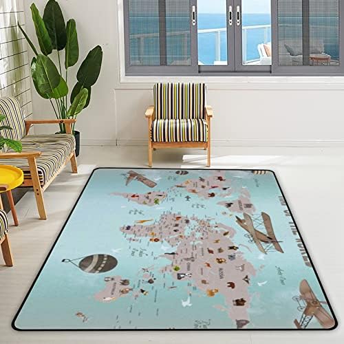 זוחל שטיח מקורה משחק מחצלת מפת עולם בעלי חיים לסלון חדר שינה משתלת חינוך שטיחים שטיחים שטיחים 63x48in