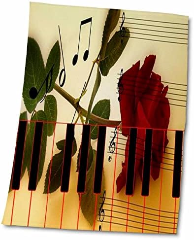 3DROSE פלורן - מוזיקה - הדפס של ורד גרונגי על פסנתר - מגבות