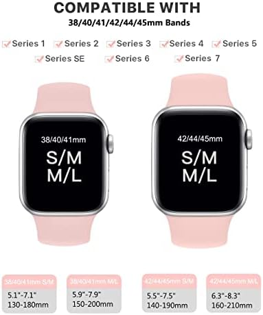 תואם להקת Apple Watch 38 ממ 40 ממ 41 ממ 42 ממ 44 ממ 45 ממ, 2 חבילות נשים ספורט סיליקון רך עם אבזם הדוק לסדרת IWatch 7/6/SE/5/4/3/2/1