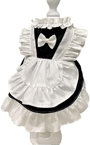 Apott Pet Mid Guff תלבושת חתול שמלות נסיכה תחפושת מקסימה לחתולים מסיבת יום הולדת לכלבים, שחור לבן S